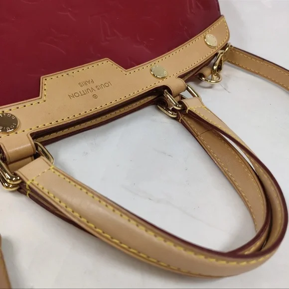 Authantic Louis Vuitton Red and Tan Satchel with Gold Accents - Picture 13 of 16